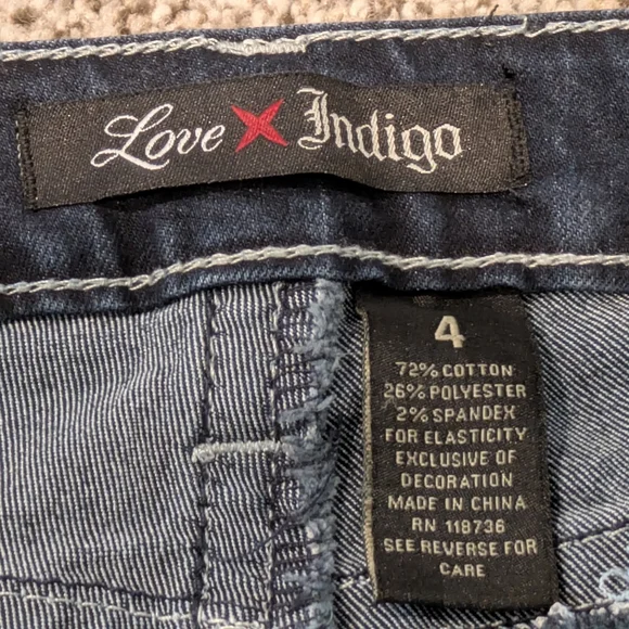 Women's Love Indigo Dark Wash Capris Denim Blue Jeans Stretch Sz: 4 Design Pants - Picture 8 of 14